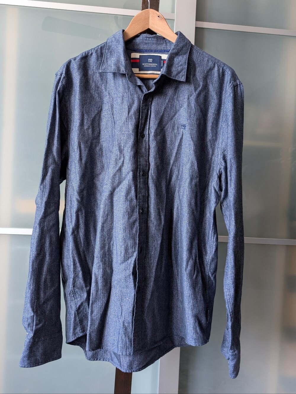 Scotch & Soda Long Sleeve Blue Button-Up Shirt - XXL